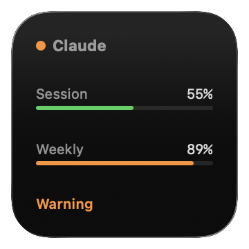 Small widget showing Session and Weekly rate limits